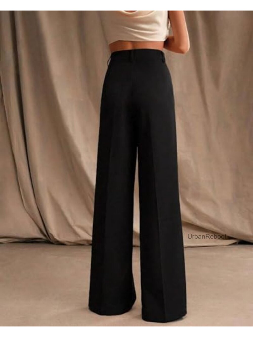 Wide Leg Palazzo Pants High Waist Business Casual Work Trousers with Pockets - Picture 4 of 6